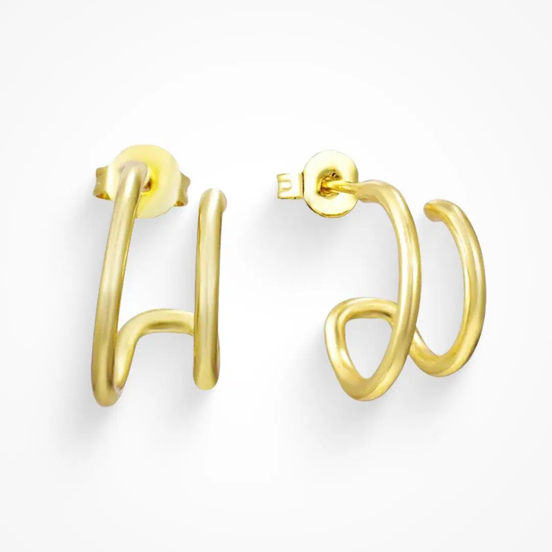 EVRY JEWELS Gold or Silver Plated Women's Hypoallergenic Double Up Earrings