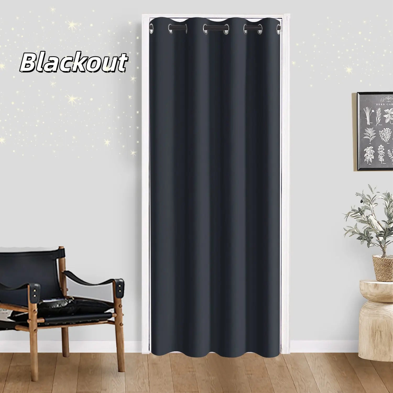 Blackout Curtains (1 Piece) 39*78inch Solid Color Blackout Heat Insulation Blackout Curtains, with Metal Rings, Suitable for Living Room Privacy Window Film Home Textile