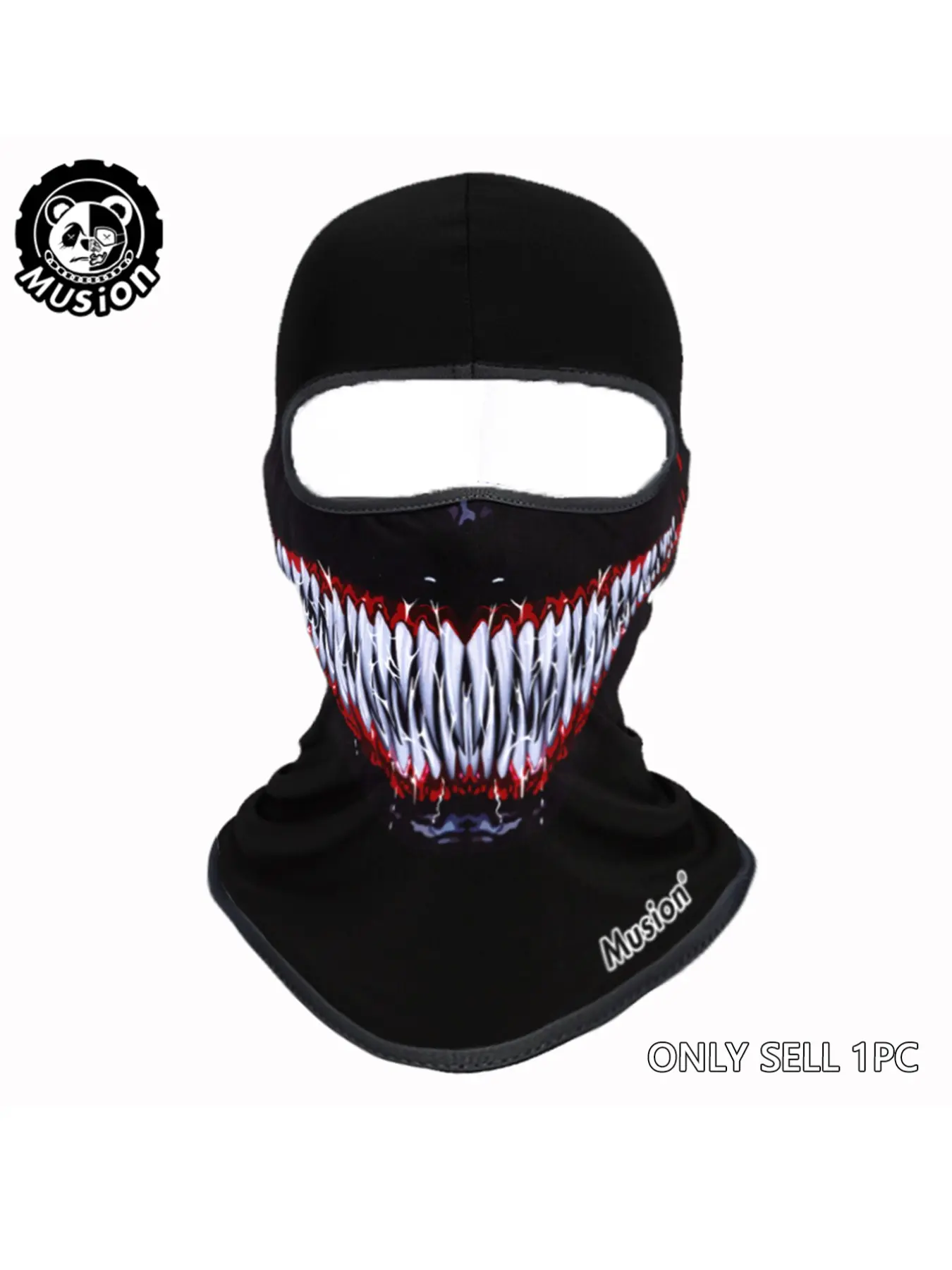 Musion Skull Print Full Face Cover Cycling Balaclava Hat, Windproof Sun Protection, Fun Outdoor Riding Mask, Punk Style, All Seasons, Outdoor Sports Mask