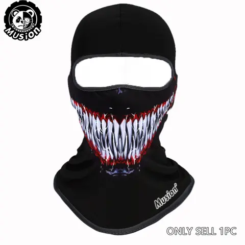 Musion Skull Print Full Face Cover Cycling Balaclava Hat, Windproof Sun Protection, Fun Outdoor Riding Mask, Punk Style, All Seasons, Outdoor Sports Mask