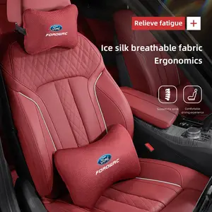 Car Seat Neck Headrest, Adjustable Headrest, Breathable neck cushion, Waist Cushion Ice Silk Pillow Interior Accessories For Ford Mustang Focus Ranger Explorer Fiesta Expedition Mondeo Escape Fusion Kuga Bronco Ecosport Maverick PUMA F150