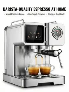 [SummerWins][MOEFO] Barista-Quality Espresso at Home, 12V Coffee Machine with Visual Pressure Gauge, One-Touch Brewing & Powerful Steam Wand, Stainless Steel Espresso Maker for Americano, Latte & Cappuccino