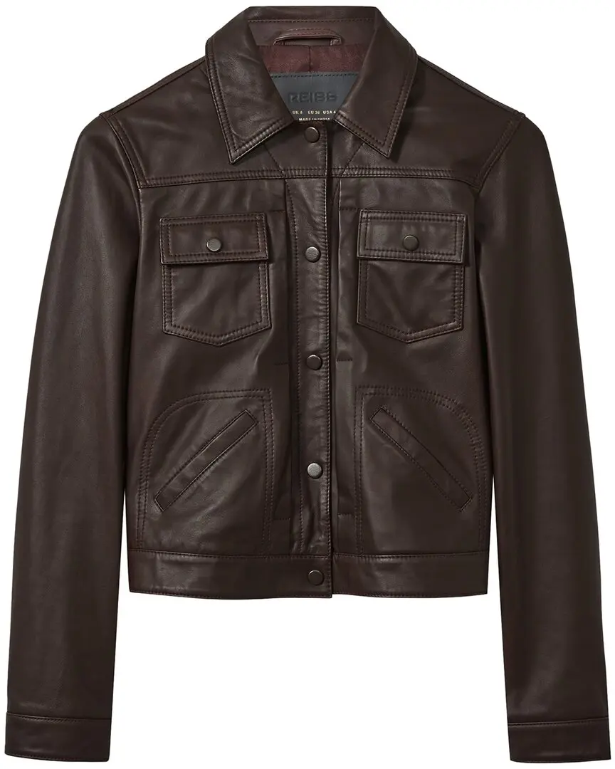 REISS Ely Sheep Leather Trucker Jacket
