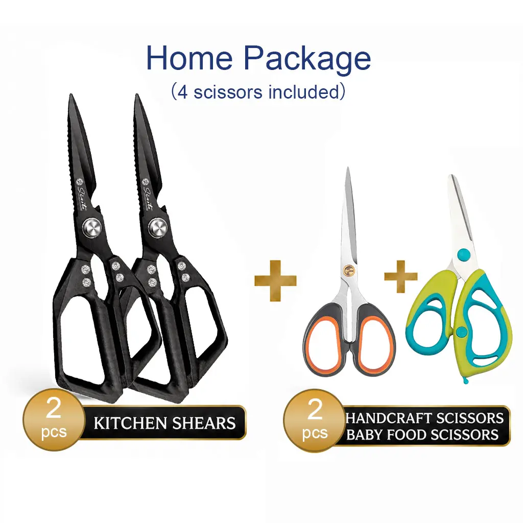 Heavy Duty Kitchen Scissors – Stainless Steel Multipurpose Shears for Meat, Poultry & Bones, Rust-Resistant, Comfortable – Includes 2 Detail Scissors