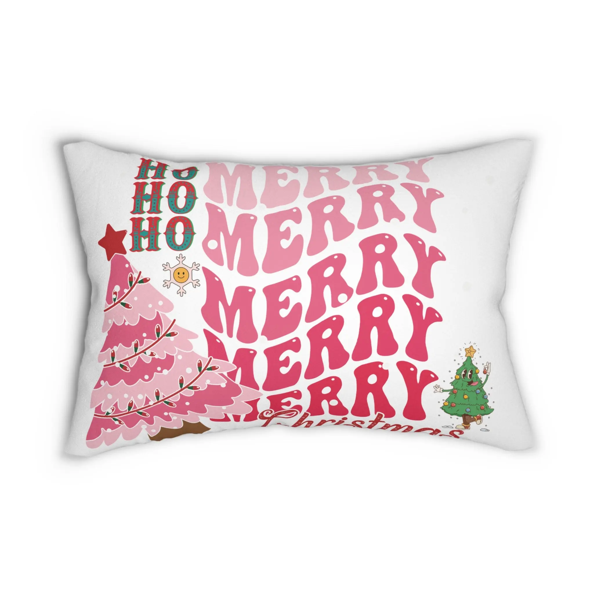 Cozy Holiday Lumbar Pillow - "Merry Christmas" Design