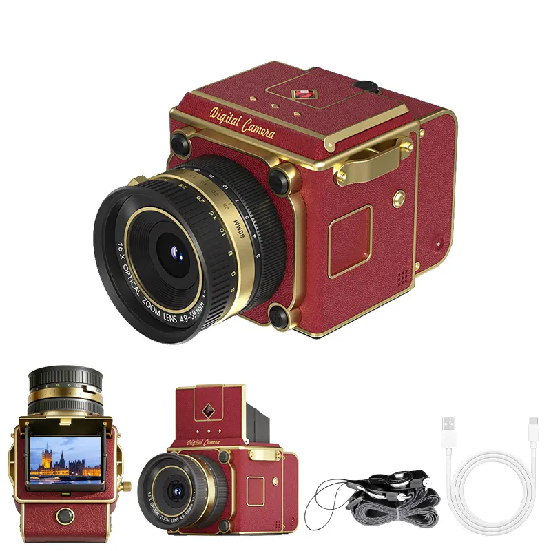 Retro Digital Camera, Vintage Portable Vlogging Camera with Wrist Strap & Lanyard, Anti-Shake, 16X Digital Zoom, Perfect Gift for Teens, Boys, Girls & Photography Beginners, Ideal Birthday & Christmas Present homedecor