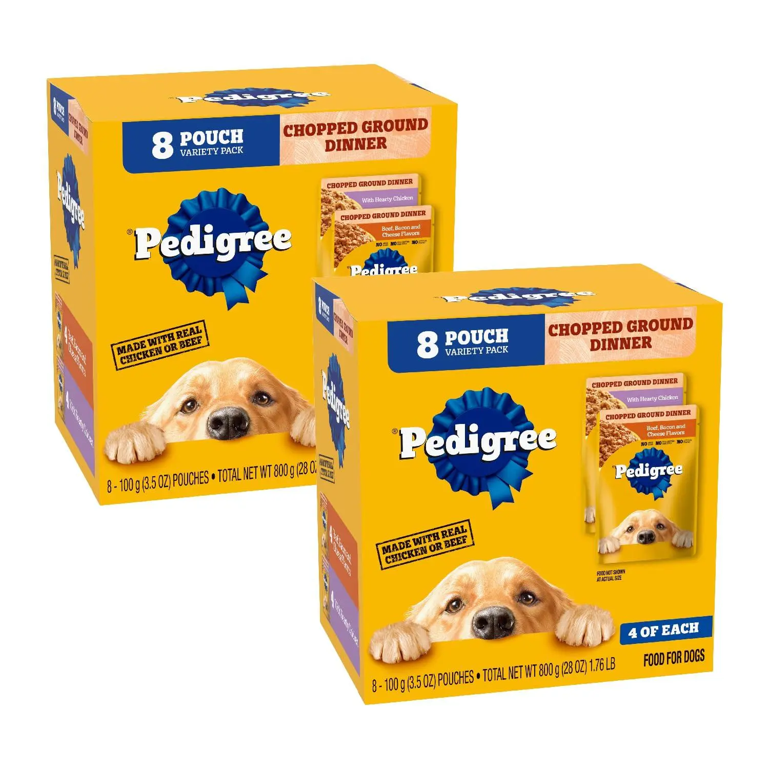 PEDIGREE CHOPPED GROUND DINNER Adult Soft Wet Dog Food 18-Count Variety Pack, 3.5 oz Pouches