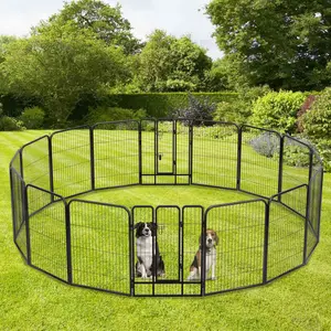 Dog Fence, 4/6/8/12/16 Panels 24"\32"\40"H Foldable Dog Playpen, Exercise Heavy Duty Metal Dog Cage for Yard, Lockable Double Door Pet Fence Indoor Outdoor Dog Pen for Large Medium Small Animals Pet