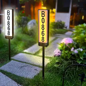 Solar Address Sign, Double Side House Numbers for Outside Light Up, Led Illuminated Address Number Outdoor with Stake, IP65  Warm/Cold White Outdoor House Plaque for Yard Driveway Home Mailbox Street Decor Traditional