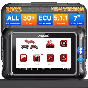 ANCEL MT700 Motorcycle Scanner, Full System OBD2 Scanner with 35+ Reset Service, Throttle Learning, TPS/ECU/Transmission/Oil Reset, Motorcycle Diagnostic Tool for BMW BRP Ducati Harley Honda Indian Suzuki, 7” Touch Screen, 16GB