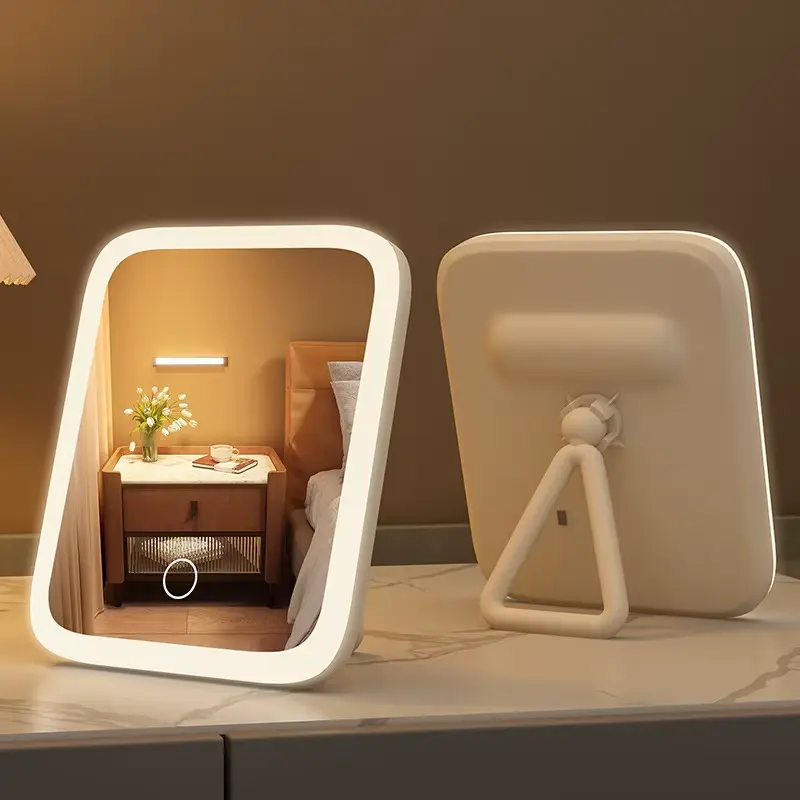 Lighted Makeup Vanity Mirror, Rechargeable Portable Design with 3-Color Touch Dimmer, Compact Desktop Option for Dressing Tables, Lighted Makeup Mirror, Makeup Prep