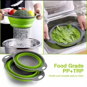 Silicone Folding Drain Basket Food Grade PP TRP Health Reusable Easy to Clean Collapsible Kitchen Tool