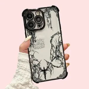Fashion Art Y2k Retro Gothic Style Protective Phone Case for iPhone 17 16 15 14 13 12 11 Pro Max Air X XSMAX Plus Anti Fall Transparent Soft Back Cover protection