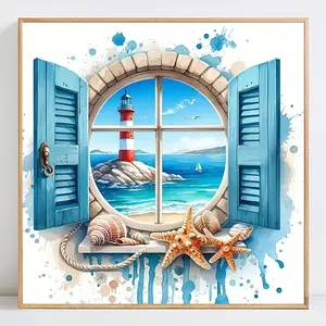 Seaside Pattern DIY Diamond Arts Colorful Painting Kit without Frame, DIY Decorative Art Picture, Wall Art Decor for Home Living Room Bedroom