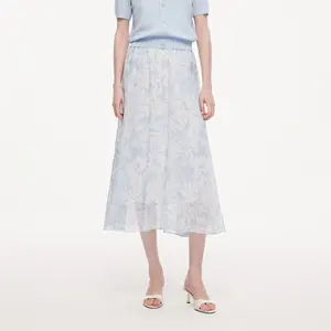 10MM Mulberry Silk Floral Print Women Skirt With Scrunchie