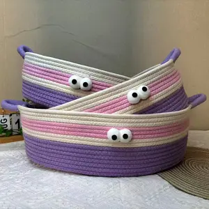 Woven Cat Nest Big Eyes Cute Pet Nest All Seasons Universal Scratch and Bite Resistant Washable Cotton Rope Summer Cool Nest Cat Bed