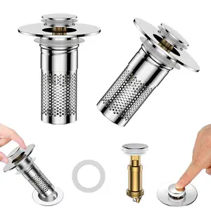 2026 New Version Universal Sink Stopper Hair Catcher with Removable Stainless Steel Filter Basket for 1.25 to 1.57inch Drains Pop Up Drain Filter Ideal Replacement