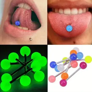 10Pcs/Set Colorful Hypoallergenic Acrylic Glow-in-The-Dark Tongue Rings Set | Y2K Sexy Grunge Body Piercing Jewelry for Women | Perfect Gift for Birthday, Christmas, Halloween & Parties