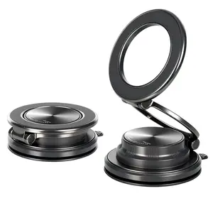 Vacuum Suction Phone Holder, 360-Degree Rotatable Aluminium Car Cellphone Mount with Magnetic Windshield Stability, Compact Multifunctional Car Accessories,summerwins
