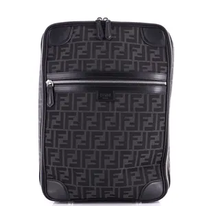 Pre-owned FENDI Canvas Plain Backpacks FF Travel Backpack Zucca Canvas and Leather Medium by Rebag