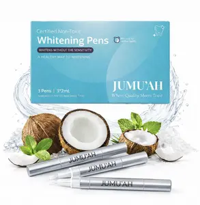 Jumu'ah  Teeth Whitening 3 Pens - Certified - Non-Toxic, No Sensitivity, Professional Results at Home, Coconut & Mint Extracts
