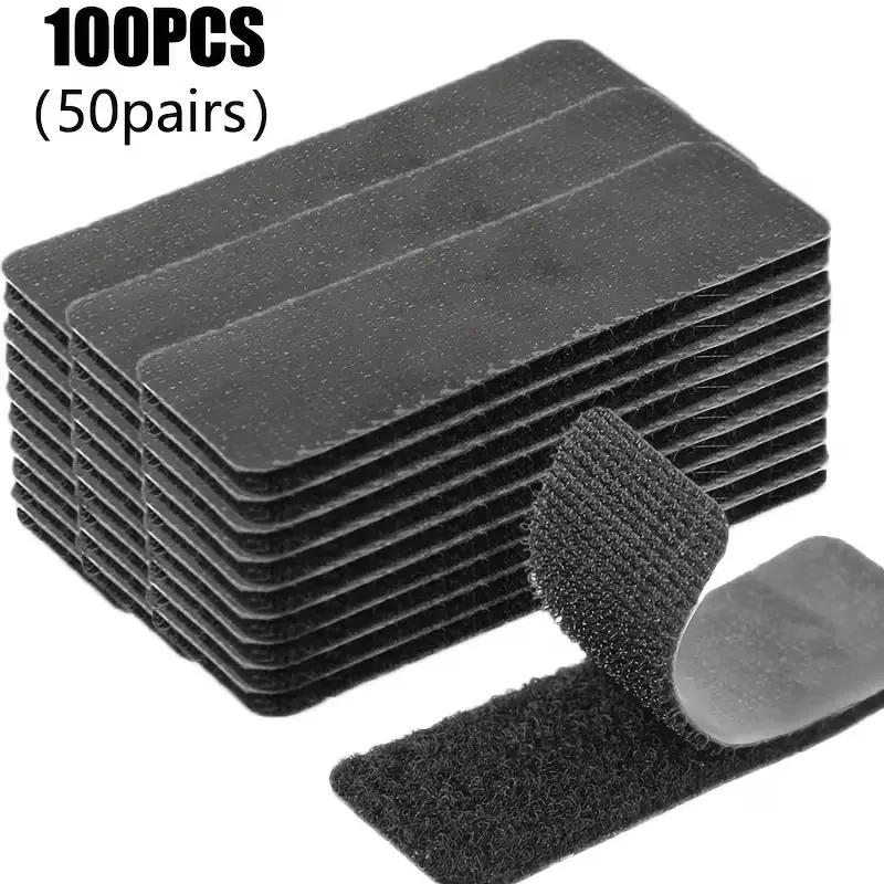 100 PCS Heavy Duty Hook and Loop Strips, Double Sided Reusable Adhesive Mounting Tape for Wall Hanging, Picture Frames, Cable Organizer, DIY Home Use [0]