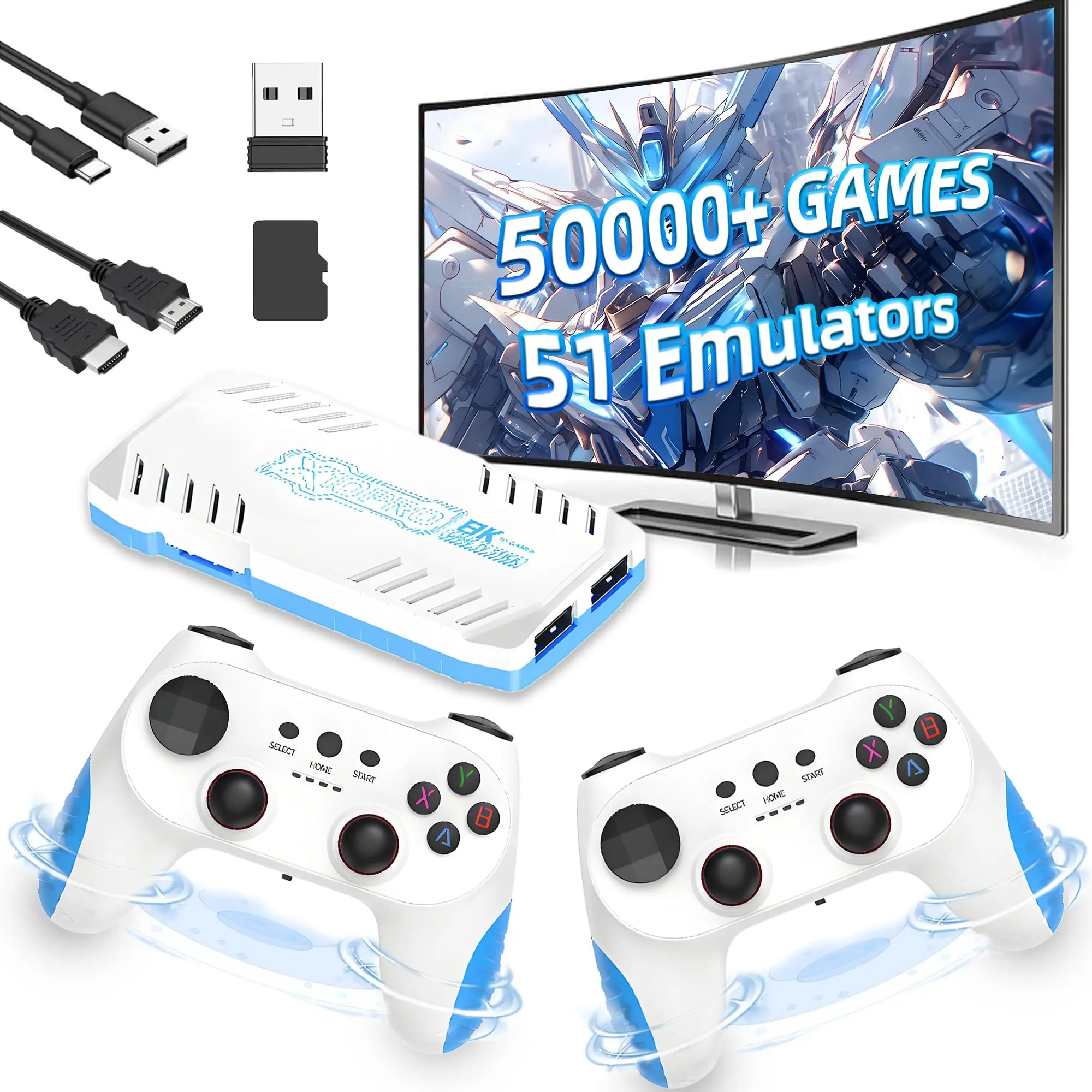 X10 Pro 2025 New Wireless Retro Game Console Compatible With 51 Emulator Console,4K HD Output Retro Game Stick with 2.4GHz Wireless Controllers,Cortex-A55,S905X3,Plug & Play Video Games for TV