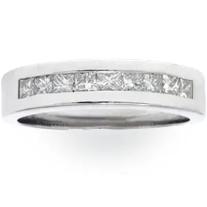1ct Princess Cut Diamond Wedding Mens 14K White Gold Ring