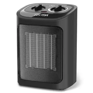 OSTBA Portable Indoor Electric Heater, 1500W Ceramic Heater with Adjustable Thermostat, 3 Modes, Tip-Over & Overheat Protection for Office & Bedroom - Black