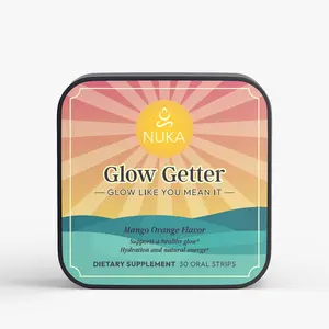 NUKA Love Glow Getter - Mango Orange Flavor Dietary Supplement 30 Oral Strips for Radiant Skin & Natural Energy