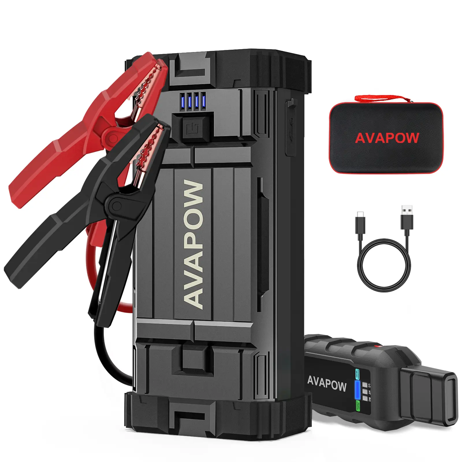 AVAPOW 3000A Peak Portable Jump Starter for Car, Dual USB Quick Charge 3.0 (Up to 8.0L Gas/6.5L Diesel), 12V Jump Box, Compact Lithium Car Power Pack