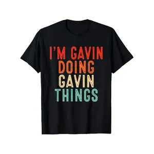 "I'm Gavin Doing Gavin Things" Funny Christmas Gift T-Shirt - 100% Cotton Casual Graphic Tee with Bold Color Block Text, Unisex Adult Sizes S-XXXL, Black Short Sleeve Round Neck for Year-Round Comfort