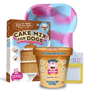 Puppy Cake - Cake and Ice Cream Kit for Dogs - Includes Cake and Icing Mixes, Ice Cream Mix, and Bone Shaped Pan to Bake