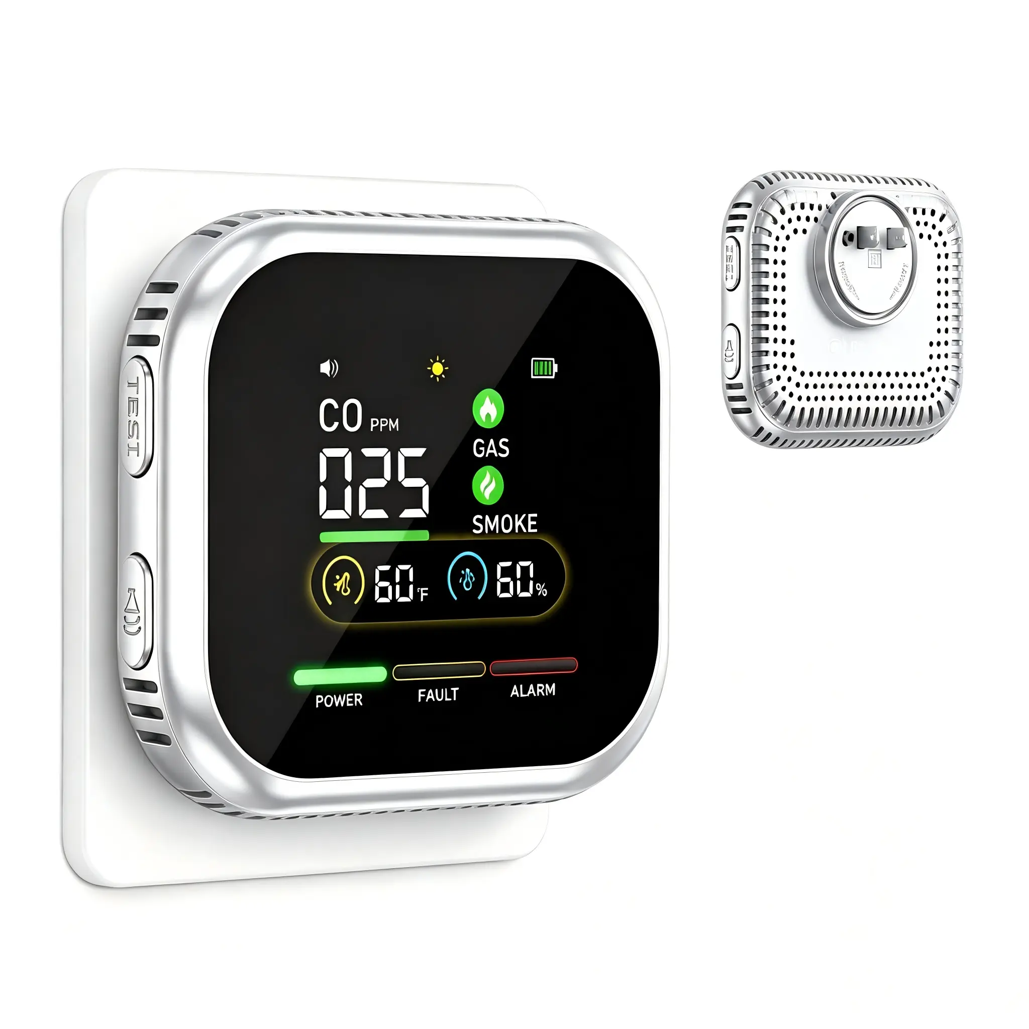 Air Quality Monitor, Indoor CO PPM Detector With LED Screen, Temperature Humidity Sensor, Pollution & Ventilation Level Tester