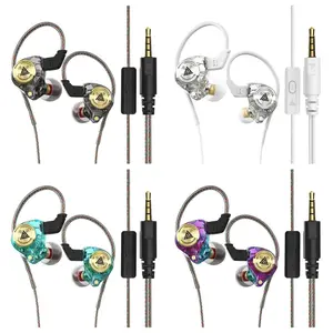 Wired Gaming Earbuds with MIC, QKZ AK3 in Ear Monitor Headphones, Deep Bass Sound, 1DD 10mm Dynamic Driver, IEM for Music Video Calling(Black Clear Green Purple)