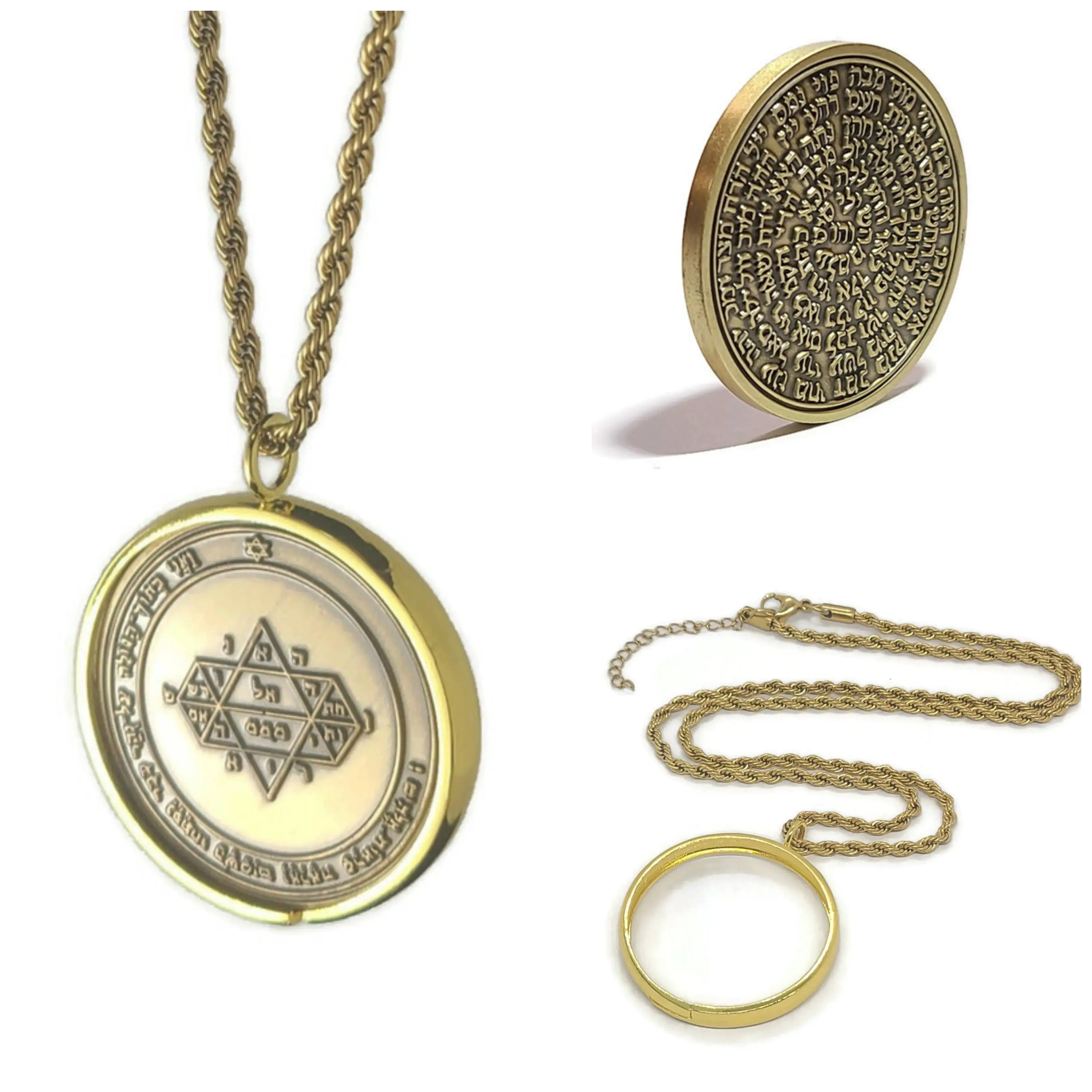 Fifth Pentacle of Jupiter Necklace - Wealth & Prosperity Talisman Pendant with 72 Names of God