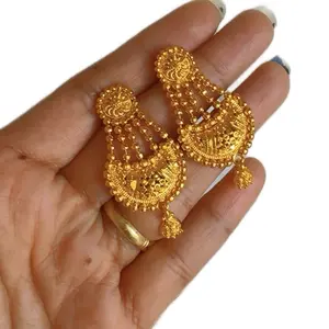 Gold Plated Earrings for Women Elegant Design Sparkling Gold Finish Fashion Jewelry Accessories