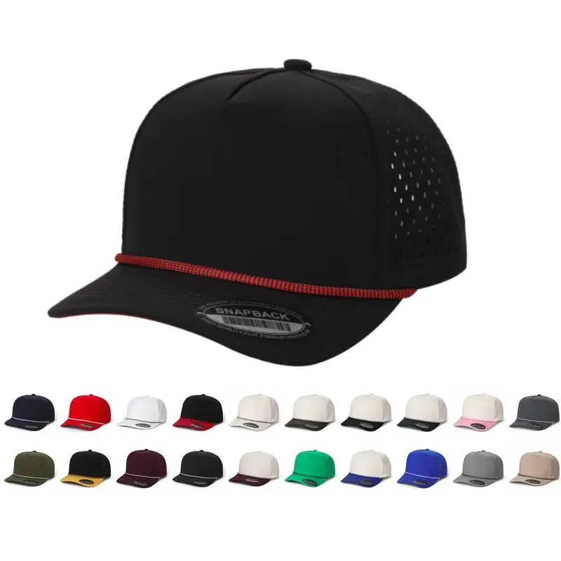 Unisex Waterproof 5-Panel Polyester Rope-Cap - Adjustable Snap-Back Truck Driver Hat for Outdoor Sports, Fishing, 5 Panels