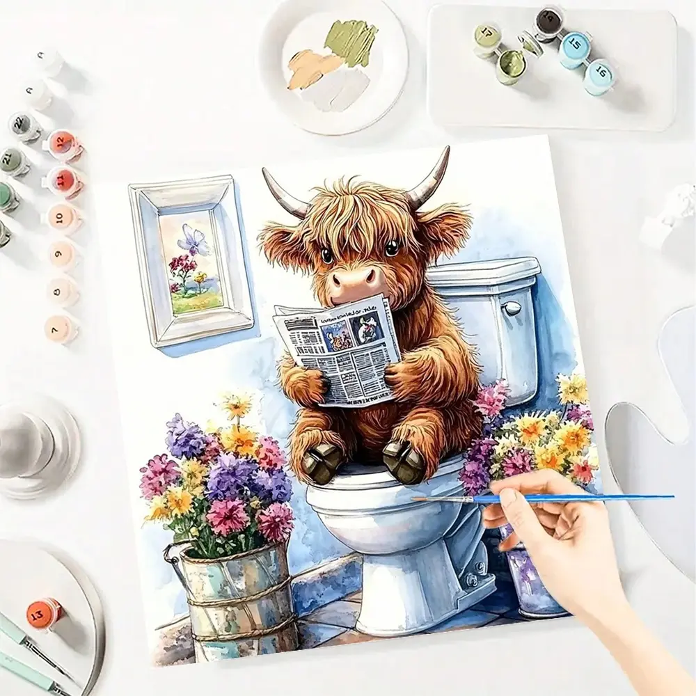 Cartoon Animal Paint by Numbers for Adult,Paint by Number Kit for Beginners,DIY Acrylic Paint Canvas Painting Kits Art ,Home Wall Decor Gift for Her, 20x20 inch(Without Frame)