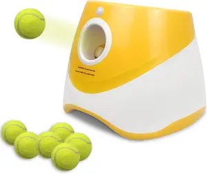 Automatic Dog Ball Launcher,Interactive Dog Tennis Ball Throwing Machine,Interactive Dog Ball Indoor&Outdoor Thrower Distance 10-30ft for Small and Medium Dogs with 6 Tennis Balls _ Pet Supplies