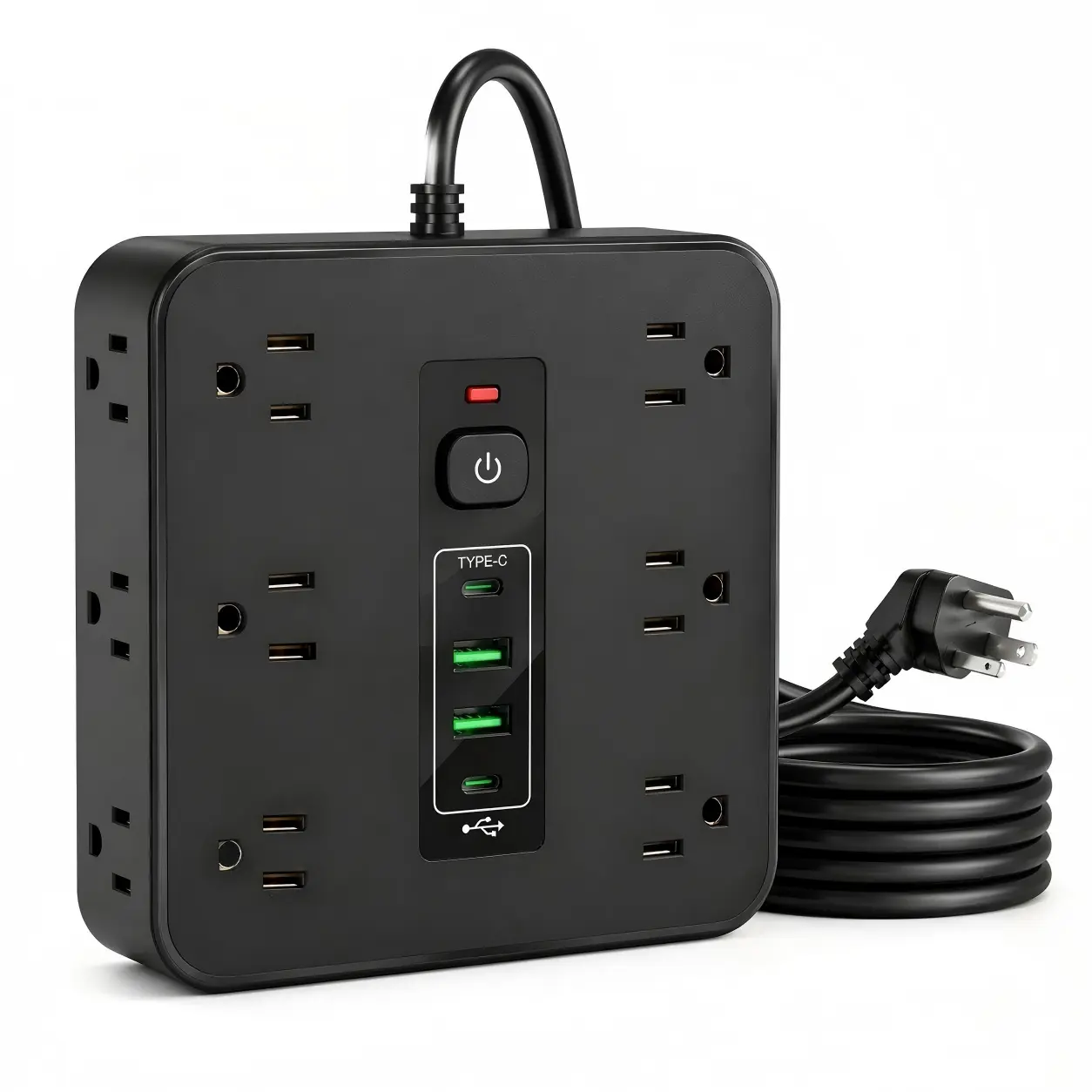 16-in-1 Surge Protector Power Strip, 6FT Cord Power Socket with 12 AC Outlets, 4 USB Ports (2 Type-C), Wall Outlet Extender Plug Splitter, Ideal Mother's Day Gift, Power Strip Outlet, Portable Multi-Port Sockets