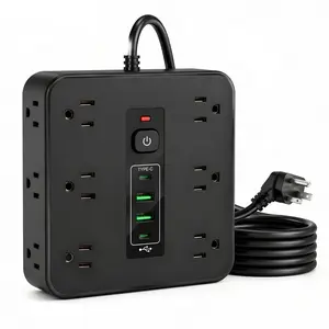 16-in-1 Surge Protector Power Strip, 6FT Cord Power Socket with 12 AC Outlets, 4 USB Ports (2 Type-C), Wall Outlet Extender Plug Splitter, Ideal Mother's Day Gift, Power Strip Outlet, Portable Multi-Port Sockets