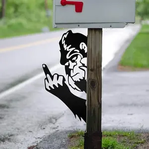 Peek a Boo Flipping Off Metal Sign-Peeping Animal Wall Art Ornament Middle Finger Peeping Around Signs or Post Mountable Decor for Garden Farm Outdoor Spaces middle finger