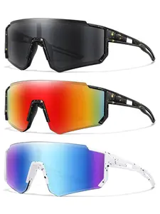 Kids' Outdoor Sports Tinted Lens Sunglasses, Biking Sunglasses, Windproof Shield Frame Sunglasses for Girls & Boys, Fashionable Accessories for Cycling Hiking Fishing, Outdoor Sports Gear