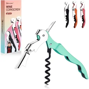 Double Hinge Waiter Corkscrew Wine Key Bottle Opener Heavy Duty with Foil Cutter 2-pack Mint Green