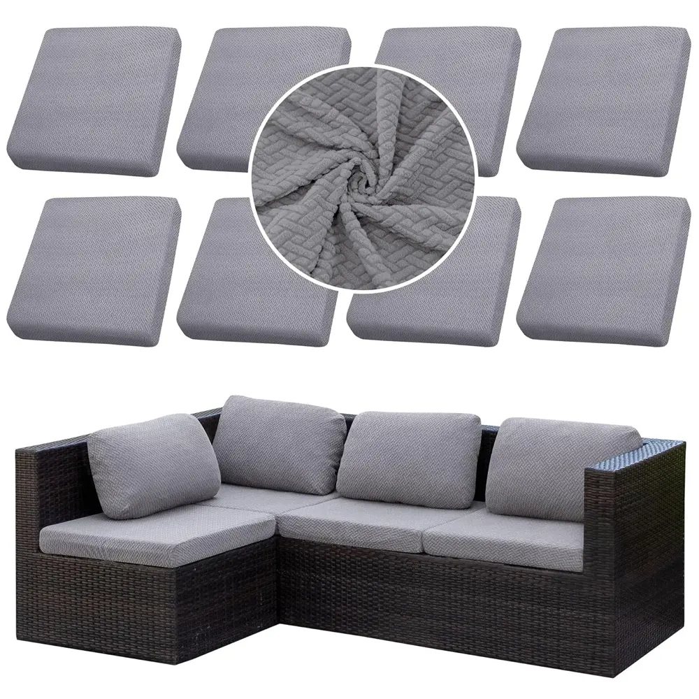 8PCS Outdoor Comfy Cushion Covers Set Jacquard Patio Furniture Couch Seat Slipcovers, Replacement for Sofa Sectional Chair(Cover，Only)