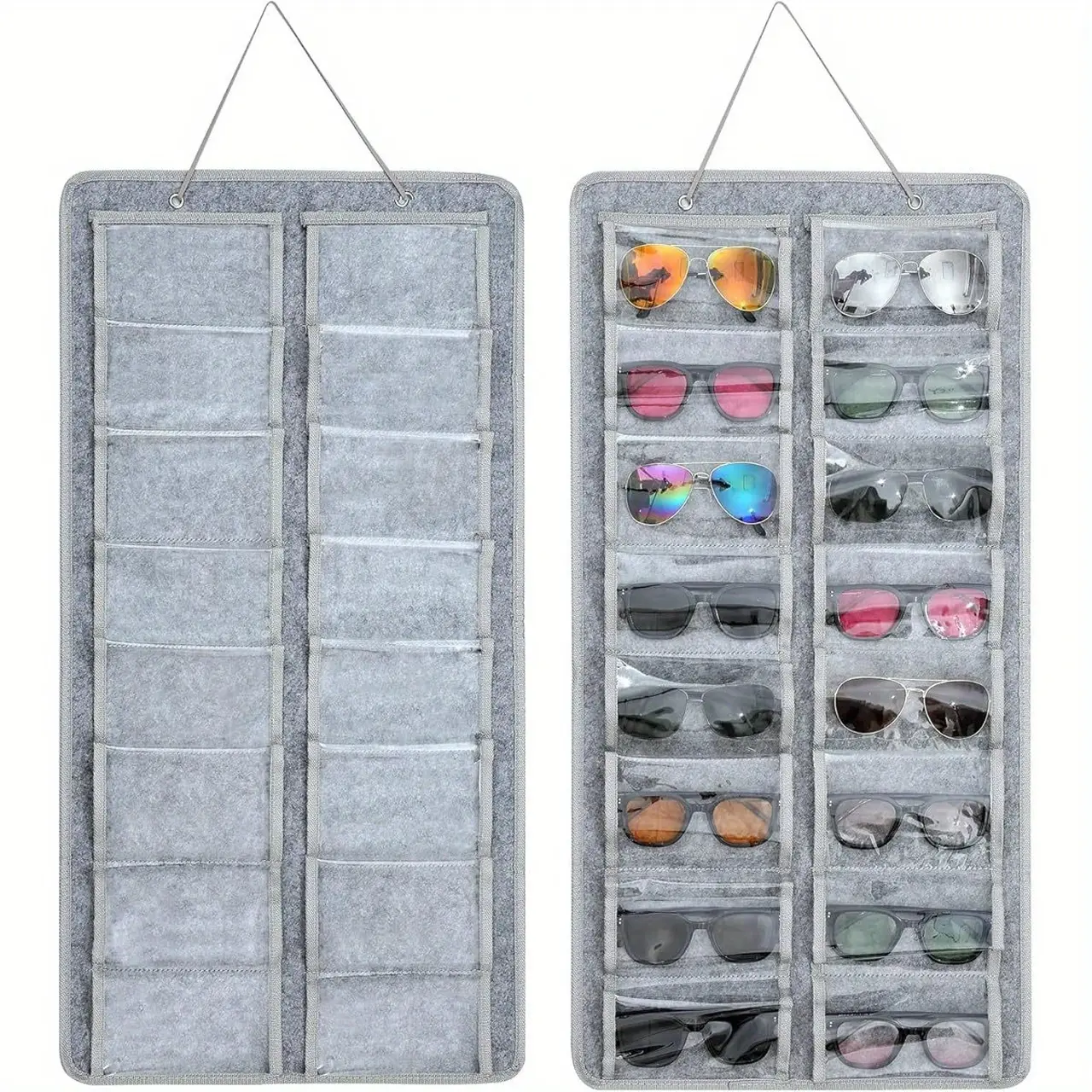 Felt Sunglasses Hanging Bag, Wall-Mounted Foldable Eyewear Holder, Dustproof Hanging Storage Pouch, Eco-Friendly Accessory Organizer