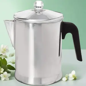 Today Aluminum Stove Top Percolator Maker Durable, Brew Coffee On Stovetop, 9 Cup, Silver