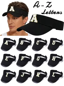 1pc Unisex A-Z 26-Letter Red Color Sports Visor Hats Women Men Adjustable Sun Cap Empty Sun Top Hat Visor for Tennis Baseball Golf Athletic Cycling Running