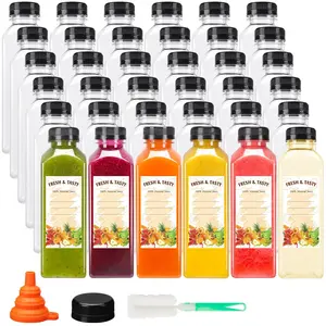 36pcs 16oz Empty Plastic Juice Bottles with Caps, Reusable Clear Bulk Beverage Containers for Juice, Milk, Smoothie, and Other Beverages